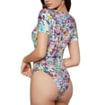 thumbnail image 2 of Balery Colorful Watercolor Dots Body de cuello redondo de manga corta para mujer Tops de manga corta Tops básicos-X-Large, 2 of 7