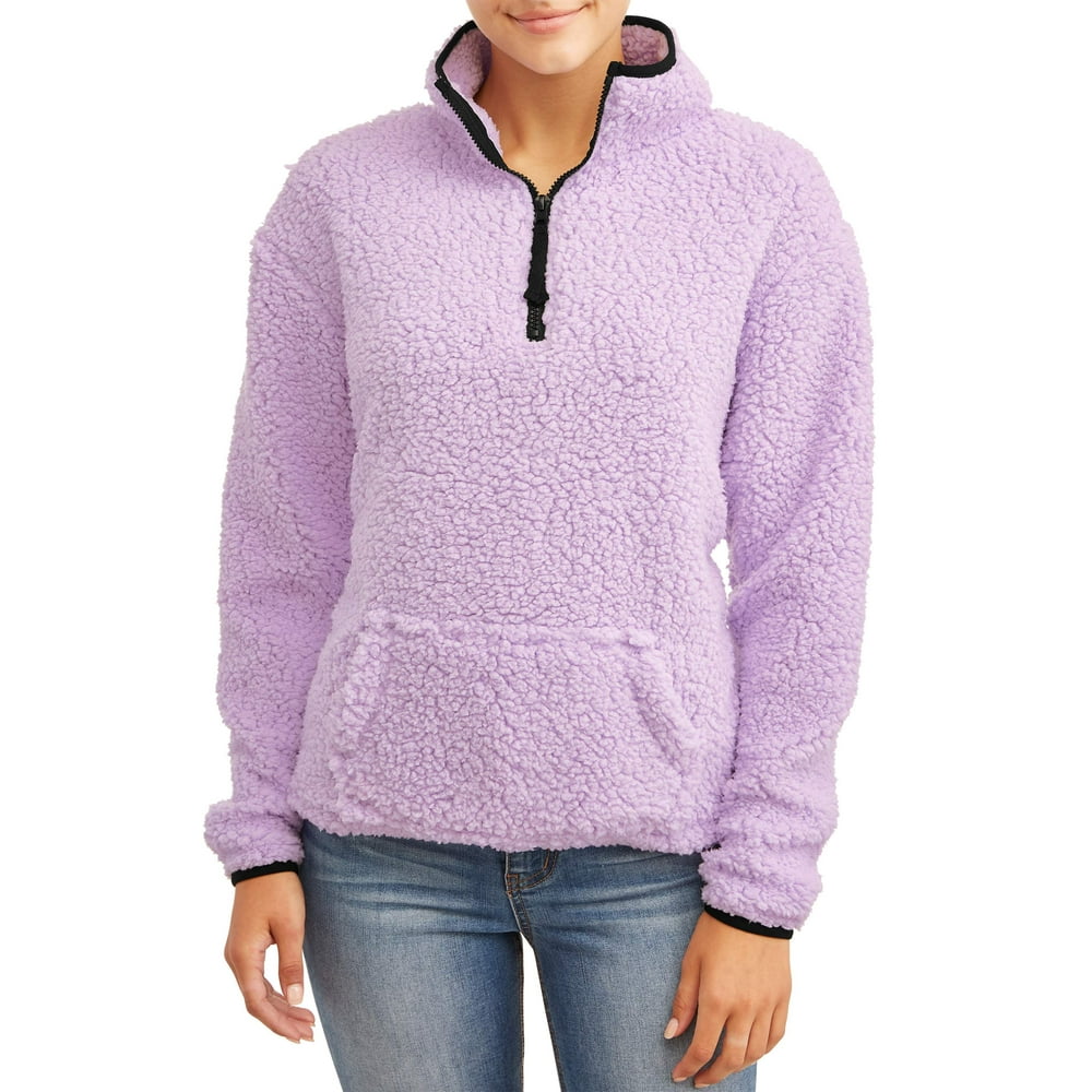 No Boundaries No Boundaries Juniors' QuarterZip Sherpa Pullover