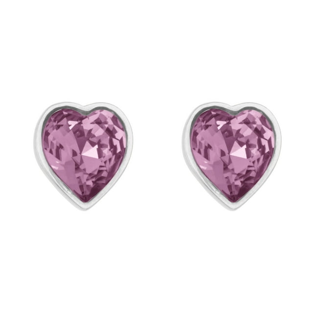 Arete para Mujer con Cristal Swarovski en Forma de Corazon – Bañado en Rodio– Arete Elegante y Brillante, Aretes de Mujer de Moda– Joyería para Mujer de Moda– Regalo especial Ortiz Espinosa Temporada