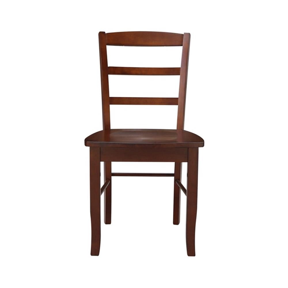 Set of Two Solid Wood Madrid Ladderback Chairs in Espresso