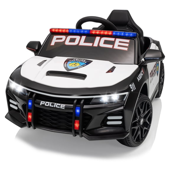 Ride On Police Toy Car for Kids 3-8, 12V Battery Powered Ride-On Cop Cars, Electric Police Truck Vehicle with Remote Control, LED Flashing Lights, Music, Horn, Safety Belt