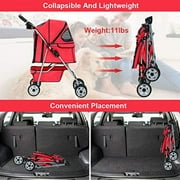 BestPet, Cat Carrier Stroller, 4 Wheels, Red