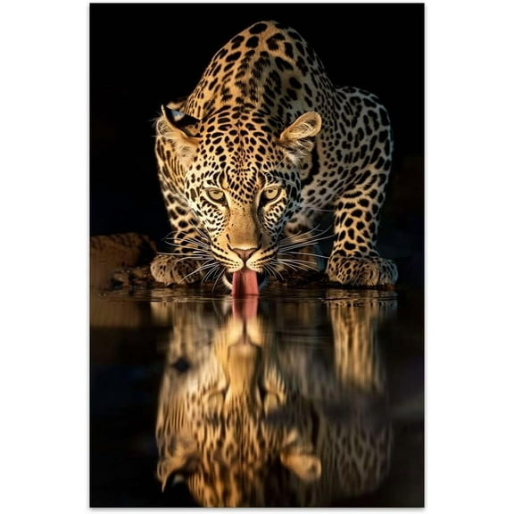 Unframed Canvas Wall Art For Bedroom Office Wall Decor, 24x16in Leopard Animal Wall Decorations For Living Room Painting Pictures Artwork For Modern Posters Prints Home Decor