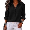 thumbnail image 5 of Stamzod Long Sleeve Tops for Women Dressy Casual Corduroy Button Up Shirt Fall Fashion Collared Work Blouse with Pocket, 5 of 9