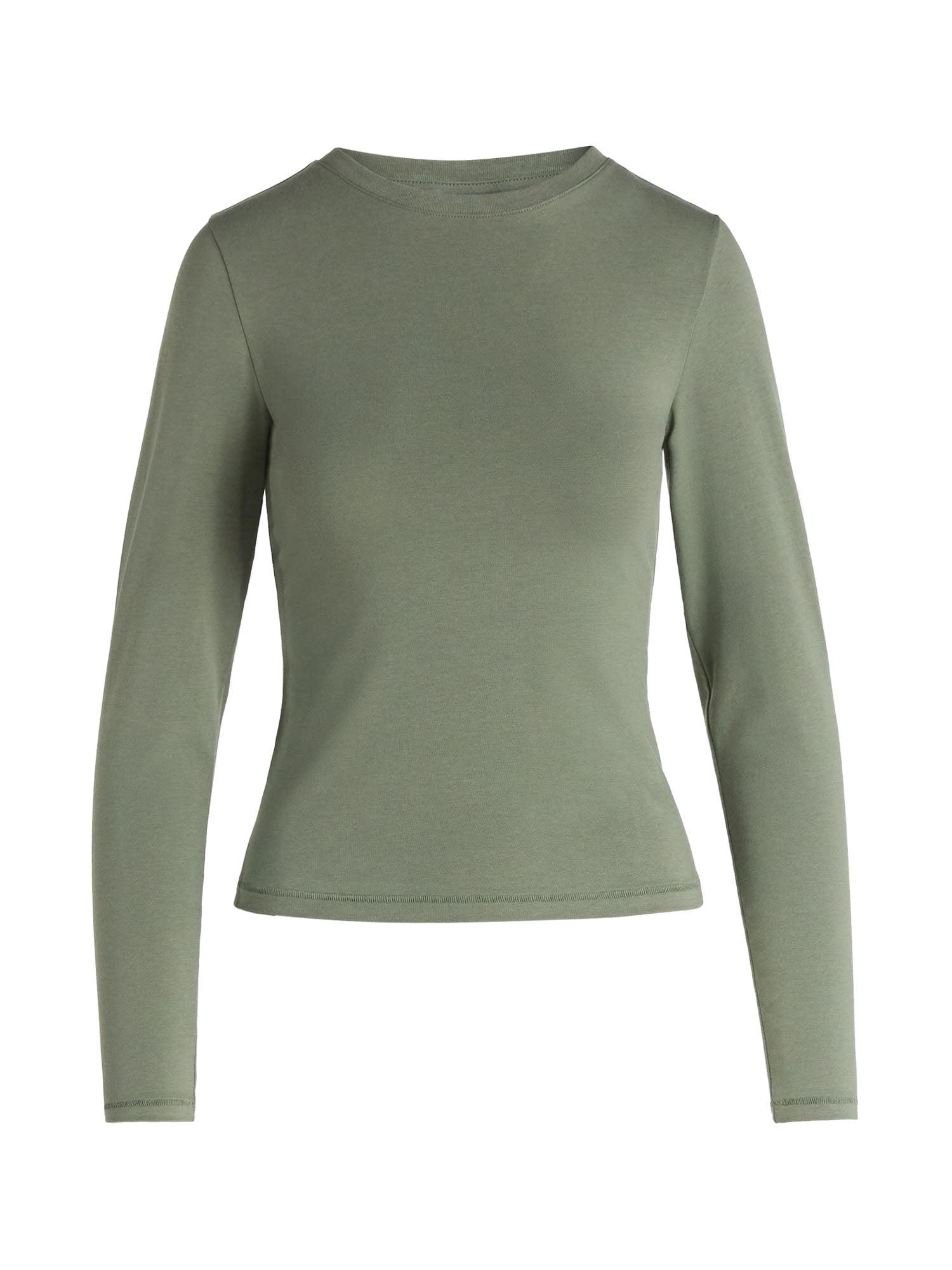 Scoop Women’s Stretch Cotton Blend Crewneck Tee with Long Sleeves, Sizes XS-XXL