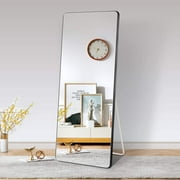 Yocada Full Length Mirror,Standing or Leaning Against Wall Rounded Corner Mirror,Full Body Mirror,Wall Floor Mirror Full Length,Large Rectangle Bedroom Mirror,Tall Stand up Black Mirror,65×24 Inch