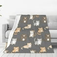 thumbnail image 2 of Kids Cute Cats Puss Cartoon Throw Blanket for Boys and Girls 60"X50" Blanket with Cats on It Suitable for All Season, 2 of 6