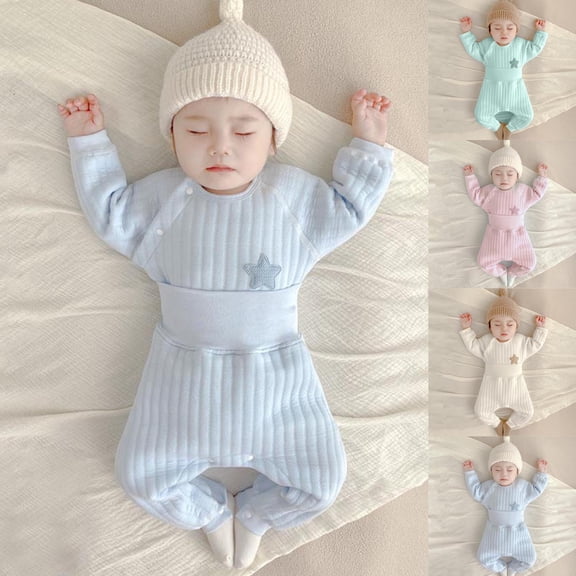 THDHVS Unisex Baby Outfit,Newborn Sleepers,Snap Crotch Quilted 2 Piece Set for Baby Boy and Girl Warm Layering Casual Wear and Home Comfortable 9-12 Months