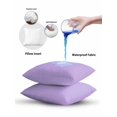 thumbnail image 5 of Waterproof Outdoor Throw Pillows with Inserts 18"x18" Set of 2, Purple Soft Decorative Pillowcases for Couch Bedroom, Modern Pure Lavender Purple Pillow Covers for Sofa Living Room, 5 of 8