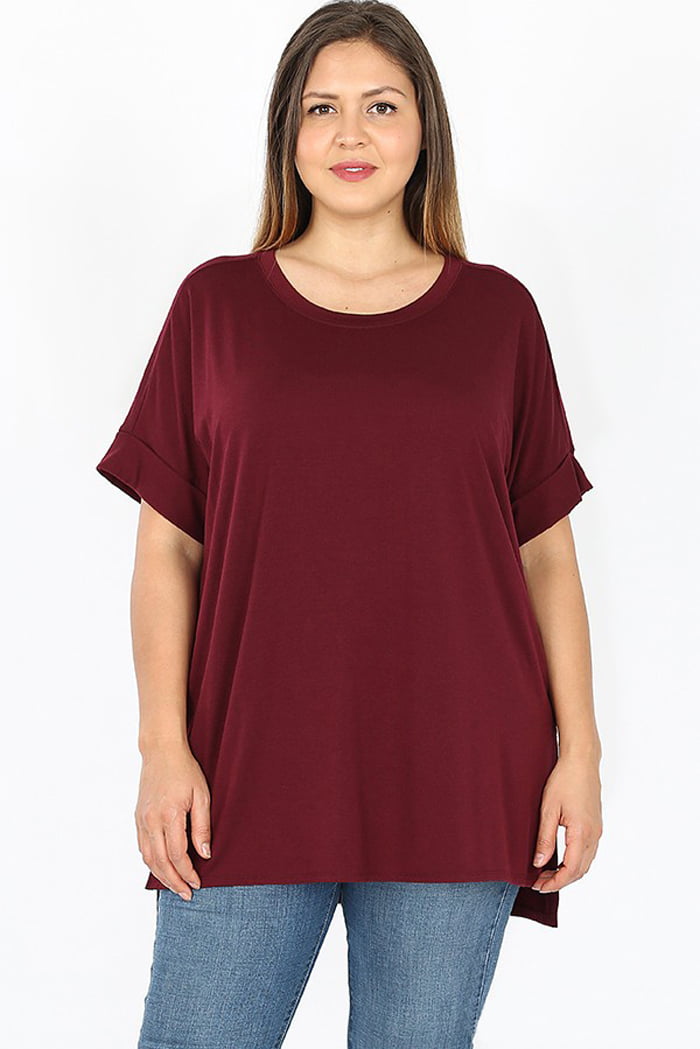 Shiaili Women Flowy Plus Size Tunic Tops Draped Ruffle 3/4 Sleeve T Shirts 