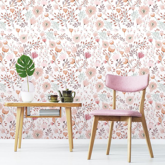 Papel tapiz GeRRiT 45 x 300 cm floral rosa autoadhesivo tipo peel and stick