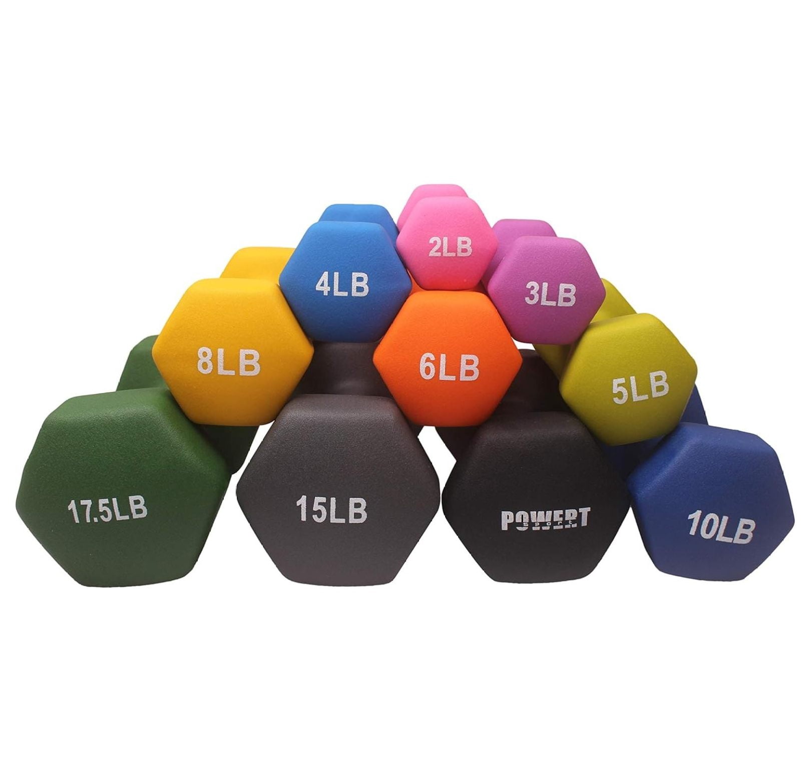 Neoprene Dumbbell Pair | Hex Hand Weights for Women & Men | Coated Colorful Weights for Home Gym | 2-20 lbs
