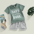 thumbnail image 2 of Kaprioy Boys Summer Outfits Letter DAD'S little DUDE Print Shorts Set 0 6 12 18 24 Months Outfits Baby Boys Summer Outfit, 2 of 6