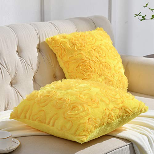 yellow fuzzy throw pillow
