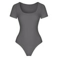 thumbnail image 5 of Women Jumpsuit Round Neck Short Sleeve Bodysuit Sexy Basic Solid Color Casual Rompers, 5 of 6