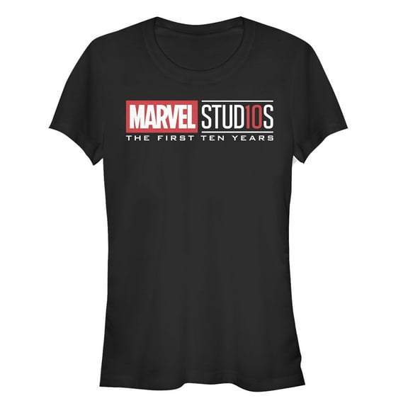Junior's Marvel First 10 Years Logo  Graphic Tee Black Small