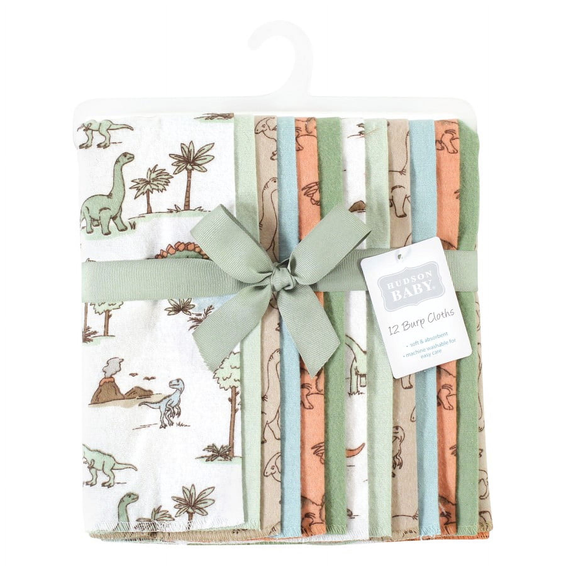 Hudson Baby Unisex Baby Cotton Poly Flannel Burp Cloths Bundle, Dinosaur Adventures, One Size