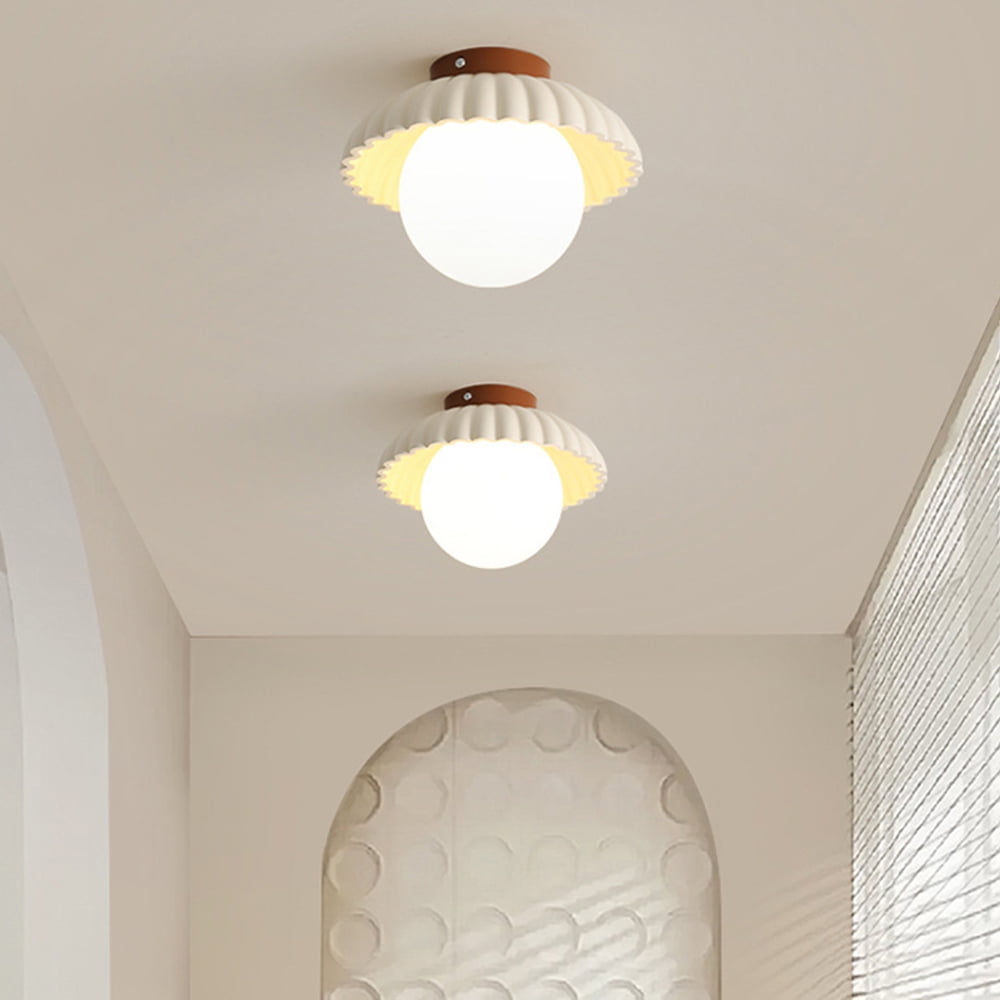Arturesthome Cream Bud Glass Iron Hallway Ceiling Light
