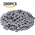 thumbnail image 2 of Loose Beads, 200pcs Alloy 6mm Double Flat Round Disc Rondelle Spacer Beads Charm Craft Supplies for Bracelet Necklace Jewelry Making Handmade Earring, Gun Black, 2 of 7