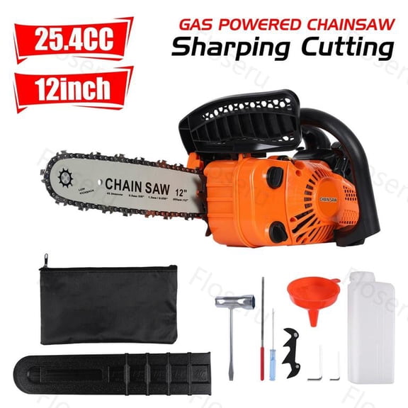 Floseru 2-cycle 25.4CC Chainsaw Saw Gas Powered 12" Chain Saws Cordless Petrol Saw Handheld Chainsaw for Cutting Wood Trees Branches