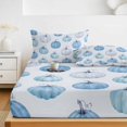 thumbnail image 6 of Cal.King Size Fitted Sheet Set - Blue Pumpkin 3 Piece Bedding Sets 16" Deep Pocket Fitted Sheet with 2 Pillowcases, Fall Thanksgiving Harvest Rustic Farmhouse Brushed Microfiber Hotel Bed Sheets, 6 of 9