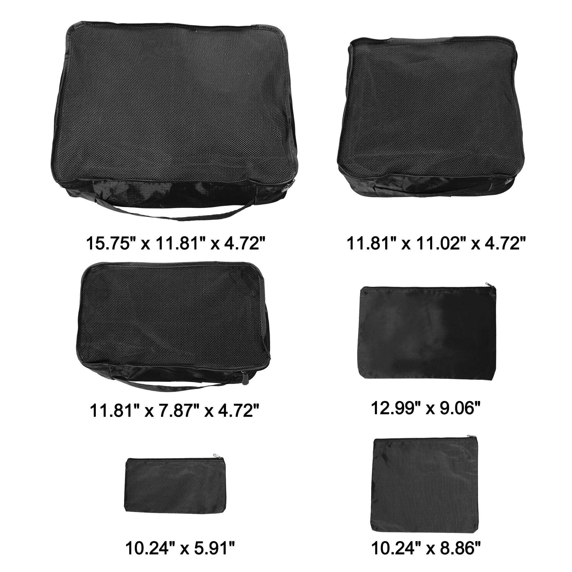 Unique Bargains 6Pcs Zipper Design Packing Cube Set for Luggage Black