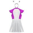 thumbnail image 6 of TiaoBug Womens Space Alien Cosplay Costume Outer Space Cutie Metallic Cap Slevee Dress with Hairhoop Purple 3XL, 6 of 7
