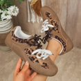 thumbnail image 2 of SCHUHLAND Women's Leopard Mix Color Lace-Up Sneakers, Round Toe, Low Heel, Soft Sole Casual Shoes, Brown, Size 36-43, 2 of 16