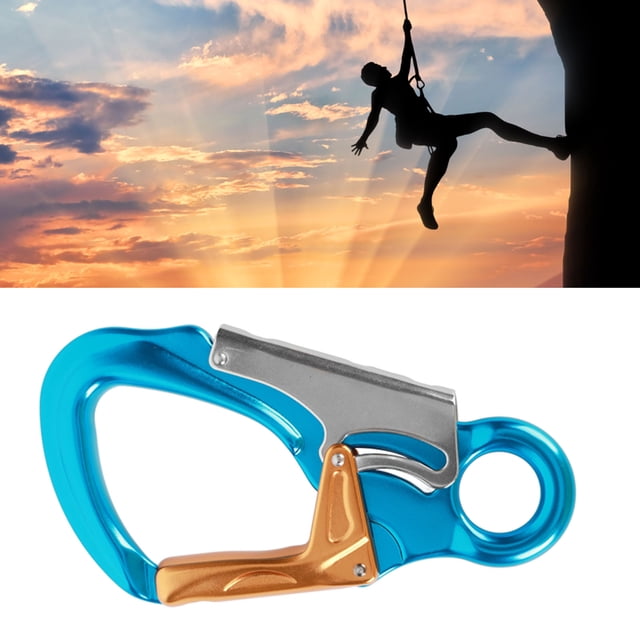 Climbing Carabiner, 35KN D Shape Locking Clip with 7075 Aluminum for Rock Climbing, Rappelling and Rescue Operations