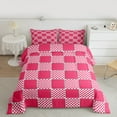 thumbnail image 2 of jejeloiu Geometric Plaid Grid Full Size Comforter Sets,Modern Geometric Checkered Bedding Comforter Set,Pink White Checkerboard Bedding Sets For Children,Microfiber Bedroom Decor Reversible,3 Pieces, 2 of 8