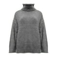 thumbnail image 4 of Manxivoo Womens Sweaters Women's High Neck Large Sweater Batwing Long Sleeve Pullover Loose Knit Pullover Sweater, Sweaters for Women Holiday Sweaters for Women 2023 Gray L, 4 of 5