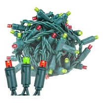 25ft 50 LED Lime Green/Red Christmas Lights Outdoor/Indoor, 6" Spacing, Green Wire String Lights for Festive Xmas Lighting, IP55, UL Listed, Dimmable, Connectable