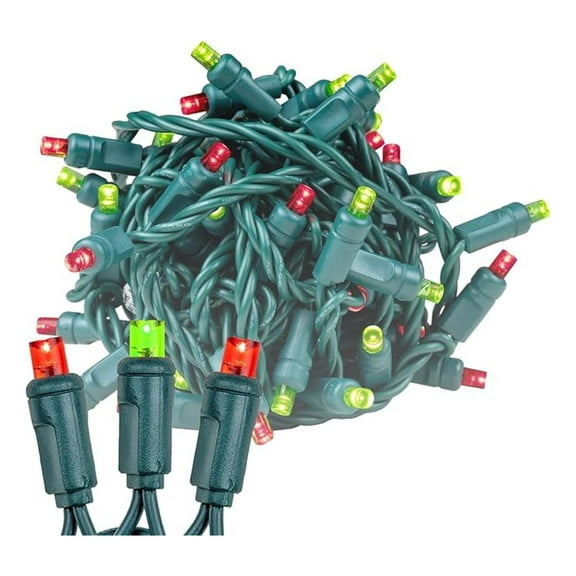 25ft 50 LED Lime Green/Red Christmas Lights Outdoor/Indoor, 6" Spacing, Green Wire String Lights for Festive Xmas Lighting, IP55, UL Listed, Dimmable, Connectable