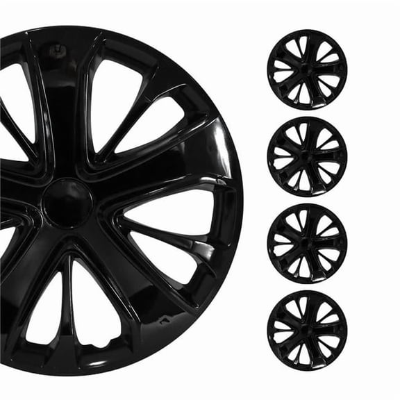 OMAC 15" Wheel Rim Cover Guard Hub Caps Durable Snap On ABS Black 4x