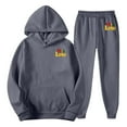 thumbnail image 4 of ZHOUCHANKIDS Men's Valentine's Day Graphic Casual Pullover Hoodie and Sweatpants Matching Couples Outfit Set Dark Gray M, 4 of 4