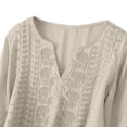 thumbnail image 3 of Womens Blouse Cotton Linen Pleated 3/4 Sleeve Casual Solid Trendy Tops, 3 of 8