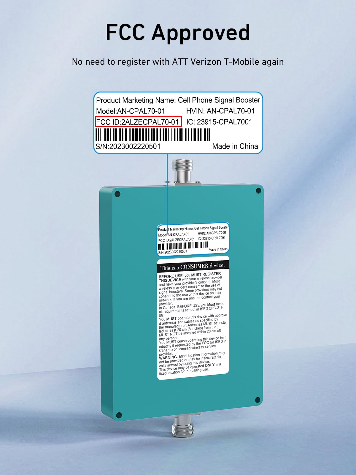 Phonetone Cell Phone Signal Booster, Boosts 5G/4G, Smart, Compatible All US Carriers, FCC Approved