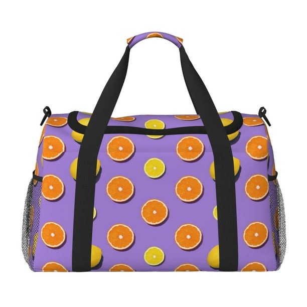 Balery Yellow Lemon And Orange Bolsa de Gimnasio para Mujeres, Bolsa de Viaje con Bolsillo Húmedo, Bolsa de Fin de Semana para Mujeres, Bolsa de Viaje Resistente al Agua