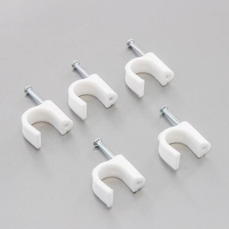 500 Round 5/8 Inches (16 mm) Cable Wire Clips Cable Management Cord Tie Holder Coaxial Nail in Clamps Tacks