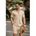 thumbnail image 3 of COOFANDY Men's Knit Polo Shirts and Shorts Set 2 Pieces Outfits Summer Suit Casual Pants with Pockets, 3 of 9