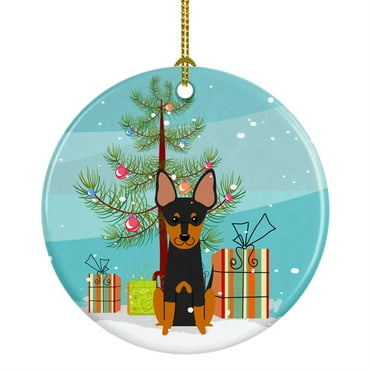 Caroline's Treasures Merry Christmas Tree English Toy Terrier Ceramic Ornament