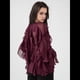 thumbnail image 4 of Blusa Informal Elegante para Mujer, de Larga, con Cuello en V y Volantes, Ideal para Oficina y Trabajo. Vino Tinto L, 4 of 10