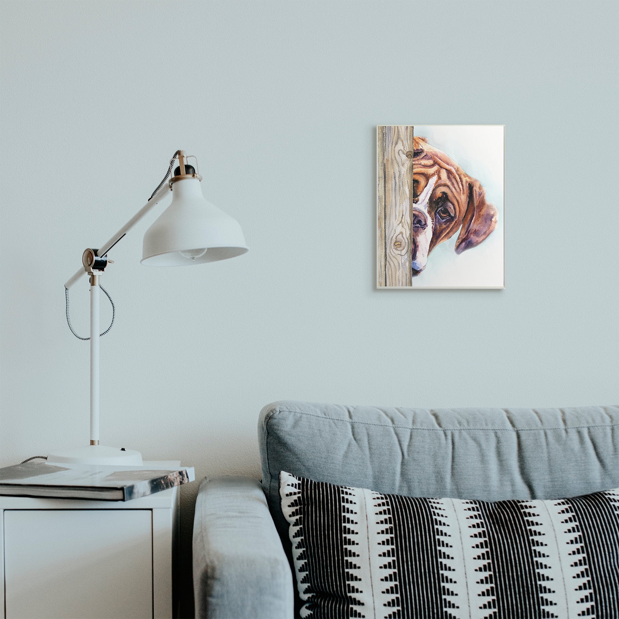 Stupell Industries Boxer Dog Hide and Seek Puppy Portrait Wall Plaque, 10 x 15, Design by George Dyachenko