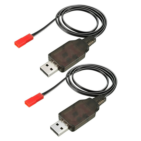 2 Pcs JST-2P USB Charging Cable for RC Car 4.8V 250mA Ni-MH Ni-CD Battery 63cm