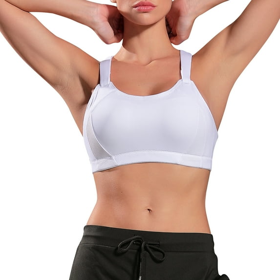 Nebility Women High Impact Racerback Sports Bras Wirefree Front Adjustable Workout Tops Bounce Control Gym Activewear Bra