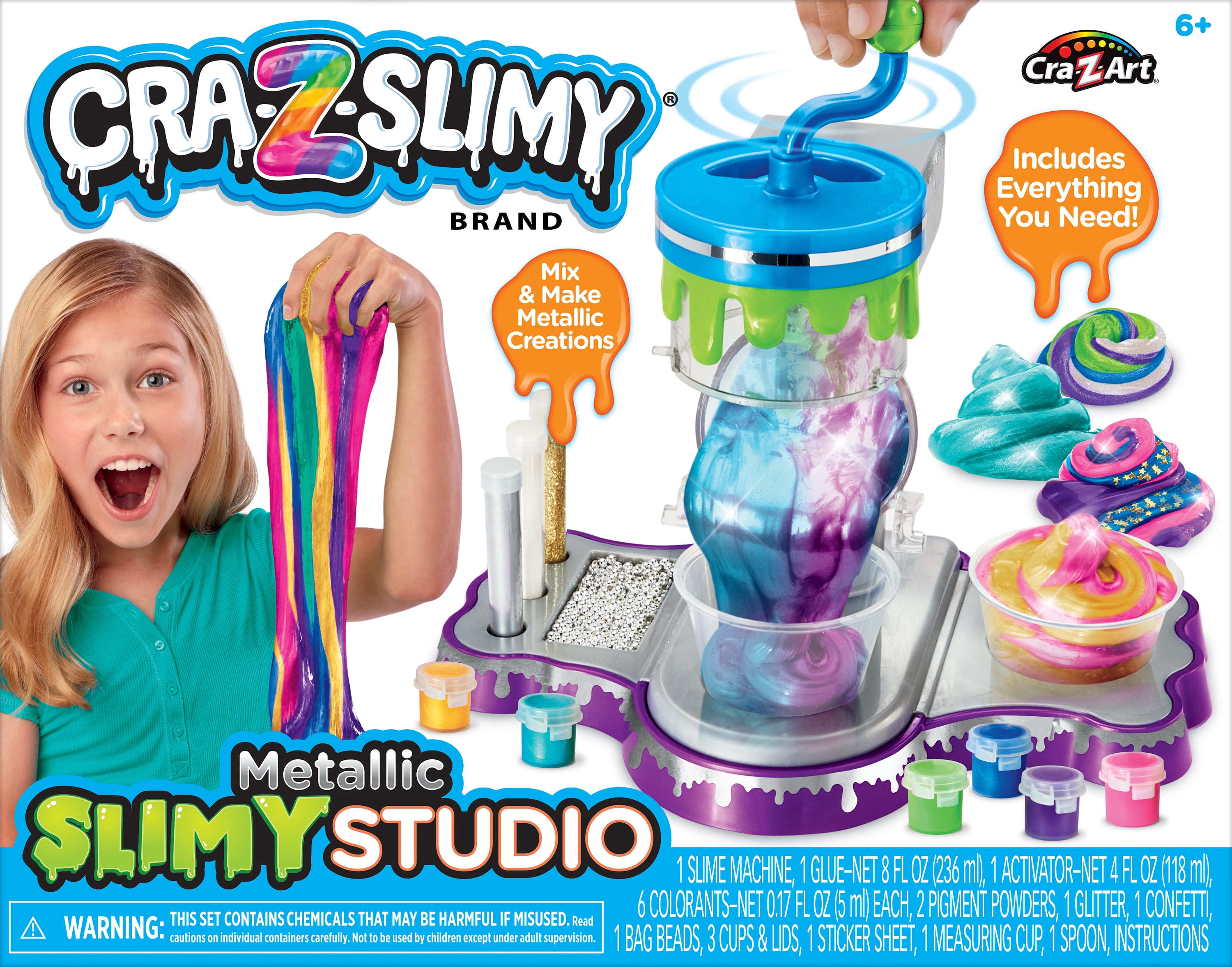 Cra-Z-Art Cra-Z-Slimy Multicolor Metallic Slime Studio, Slime Making Kit for Kids, Ages 6+. Great Holiday Gift Idea., Metallic Slime Studio