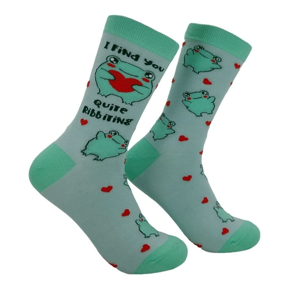 I Find You Quite Ribbiting Socks Funny Sarcastic Frog Graphic Novelty Footwear for Ladies