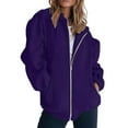 thumbnail image 2 of BODOAO Womens Zip Up Sweatshirts Jackets Long Sleeve Casual Loose Outwear with Pockets 2025 Lightweight Comfort Soft Plus Size Jackets Purple M, 2 of 8