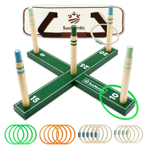 Set de césped Ring Toss Game SunNordic de madera para exteriores