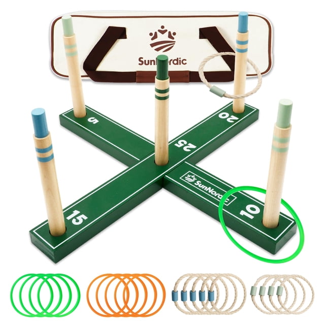 Set de césped Ring Toss Game SunNordic de madera para exteriores